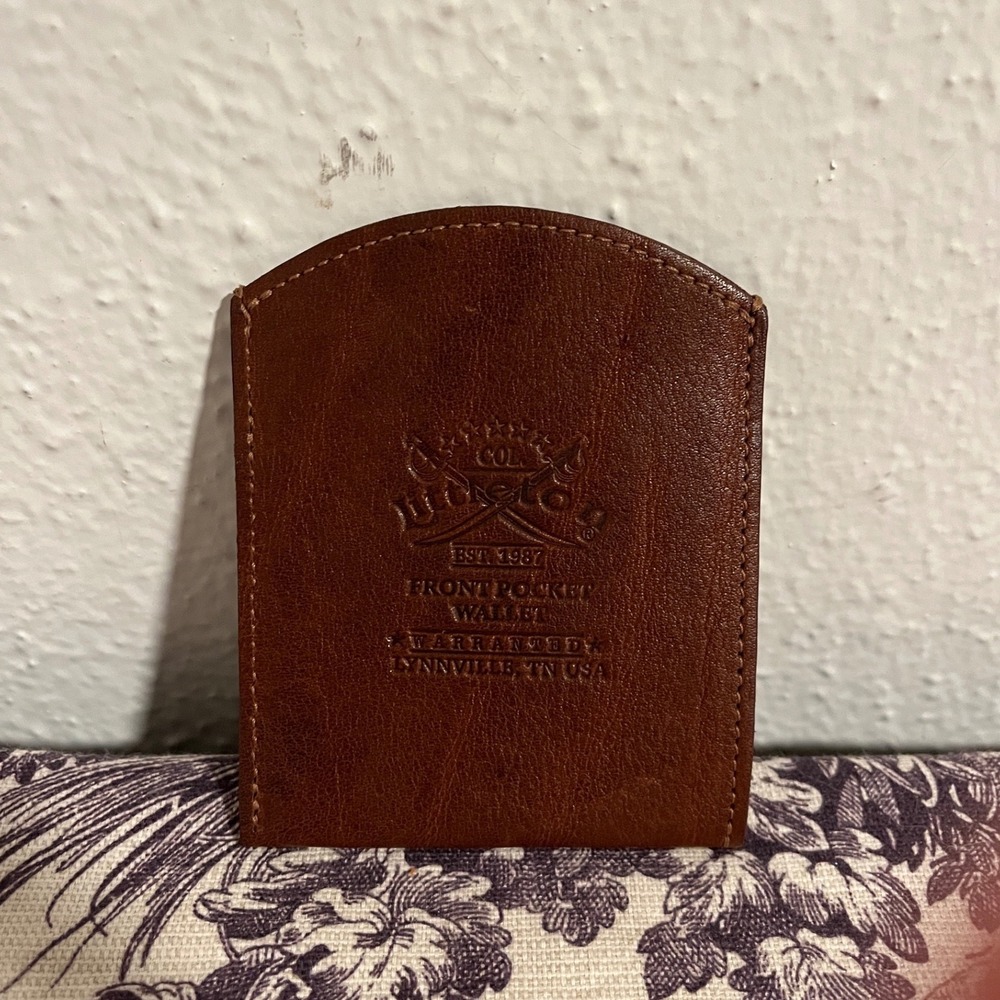 Col. Littleton No. 18 Front Pocket Wallet Brown Leather Card Holder Monogram JDV - Picture 2 of 5